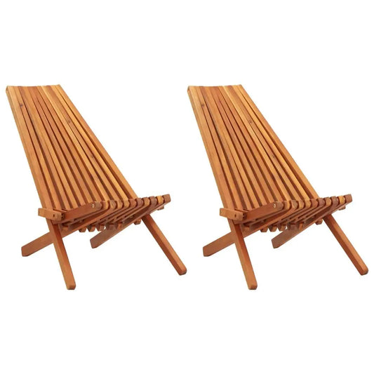 Folding Outdoor Lounge Chairs 2 pcs Solid Acacia Wood Londecor