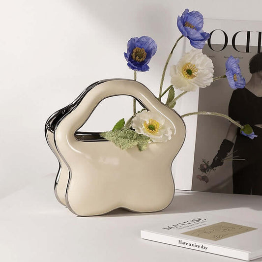 Bag Vase Home Decoration Ceramic Living Room Porch Floral Arrangement
