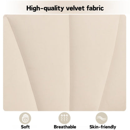 Shell Design Velvet Bed - Double Bed, Beige