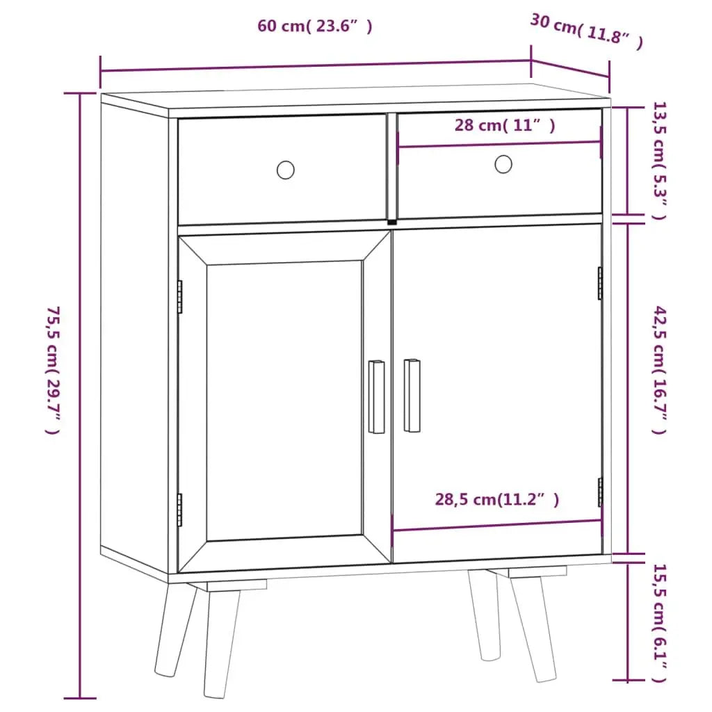 Sideboard with Drawers 60x30x75.5 cm Engineered Wood Londecor