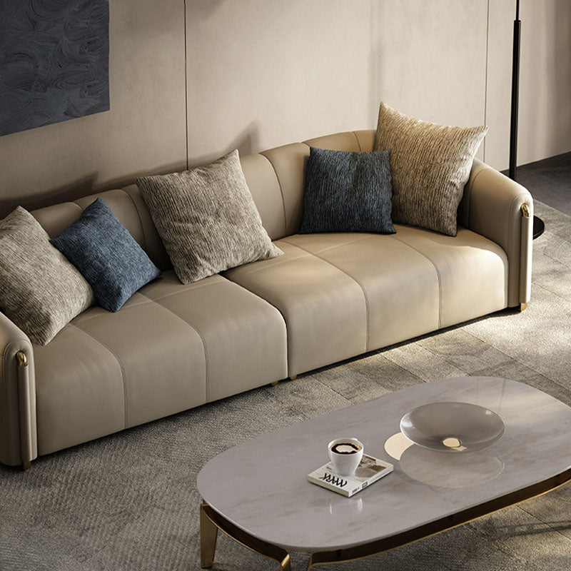 Home Contemporary Three Seater Sofa Set, Real Leather