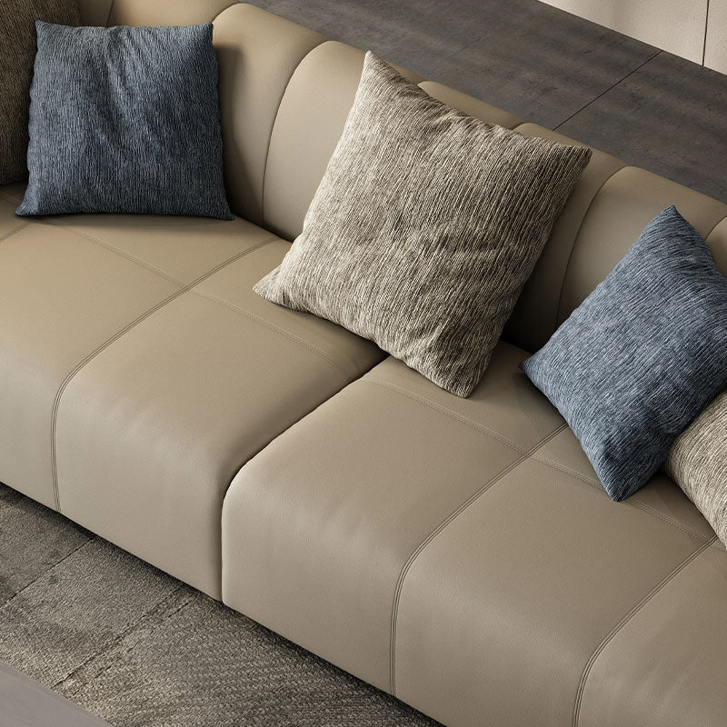 Home Contemporary Three Seater Sofa Set, Real Leather