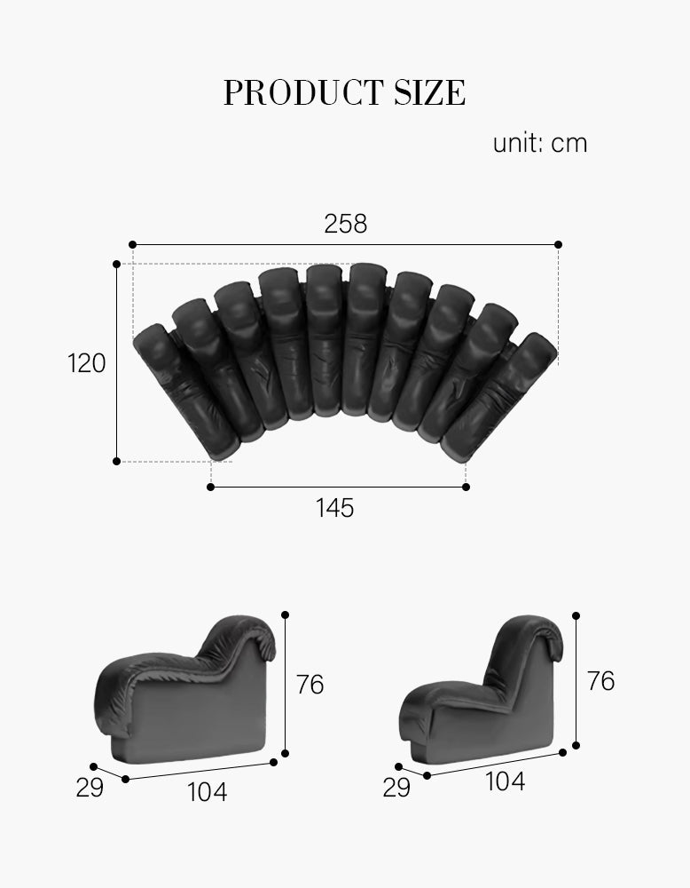 Robinson Four Seater, Five Seater Sofa, Piano Key Curved Sofa