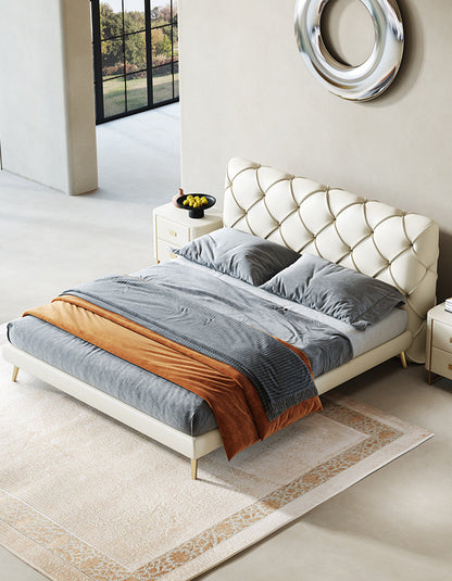 Baal King Size / Super King Size Bed, Leather, With Beside Table