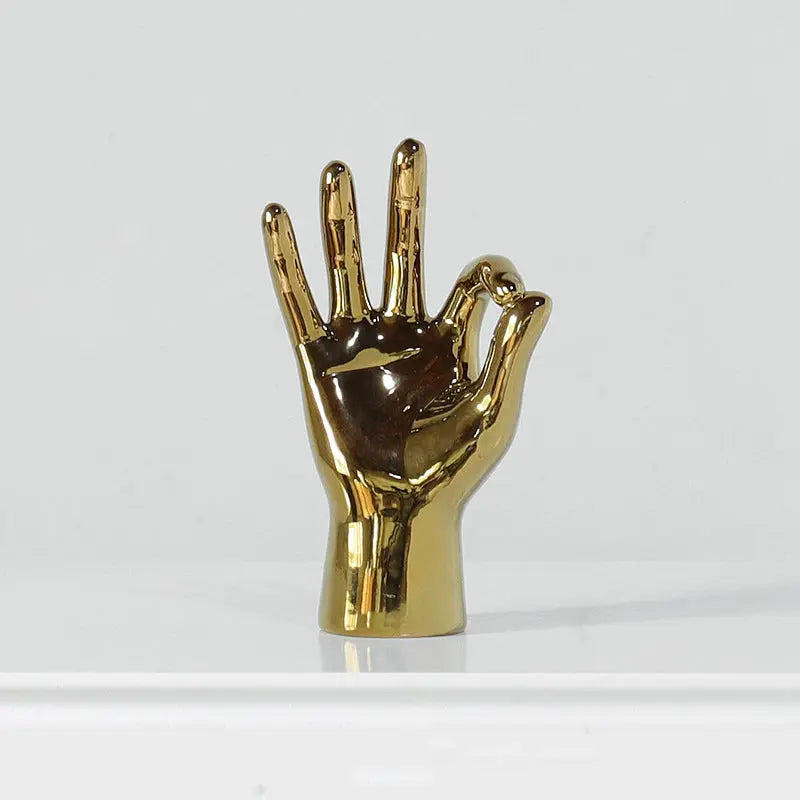 Radiant Resin Plating Hand Gesture Sculpture Londecor