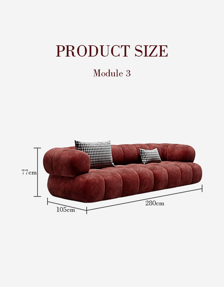 Anouk Modern Red Modular Sofa, Three/ Two Seater Sofa
