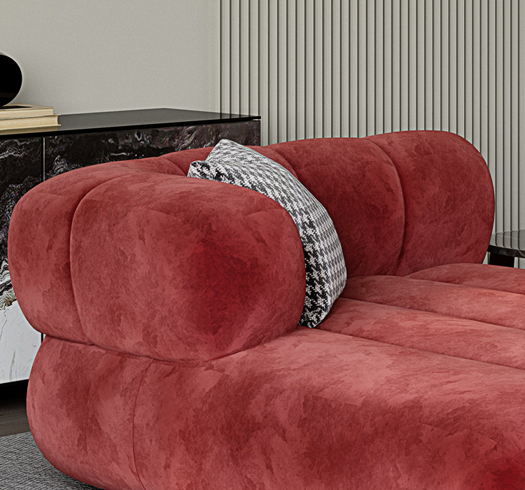 Anouk Modern Red Modular Sofa, Three/ Two Seater Sofa