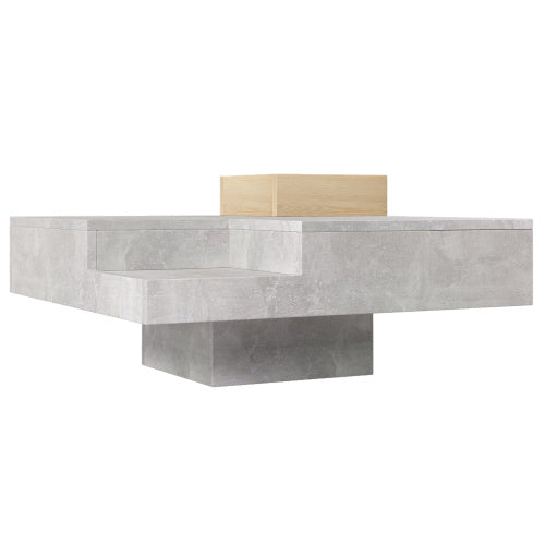 Londecor Modern Coffee Table with Removable Storage – Concrete Grey & Wood Side Table
