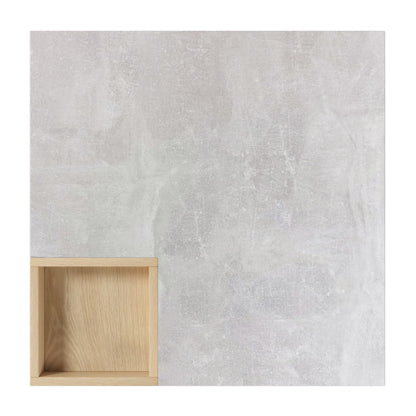 Londecor Modern Coffee Table with Removable Storage – Concrete Grey & Wood Side Table