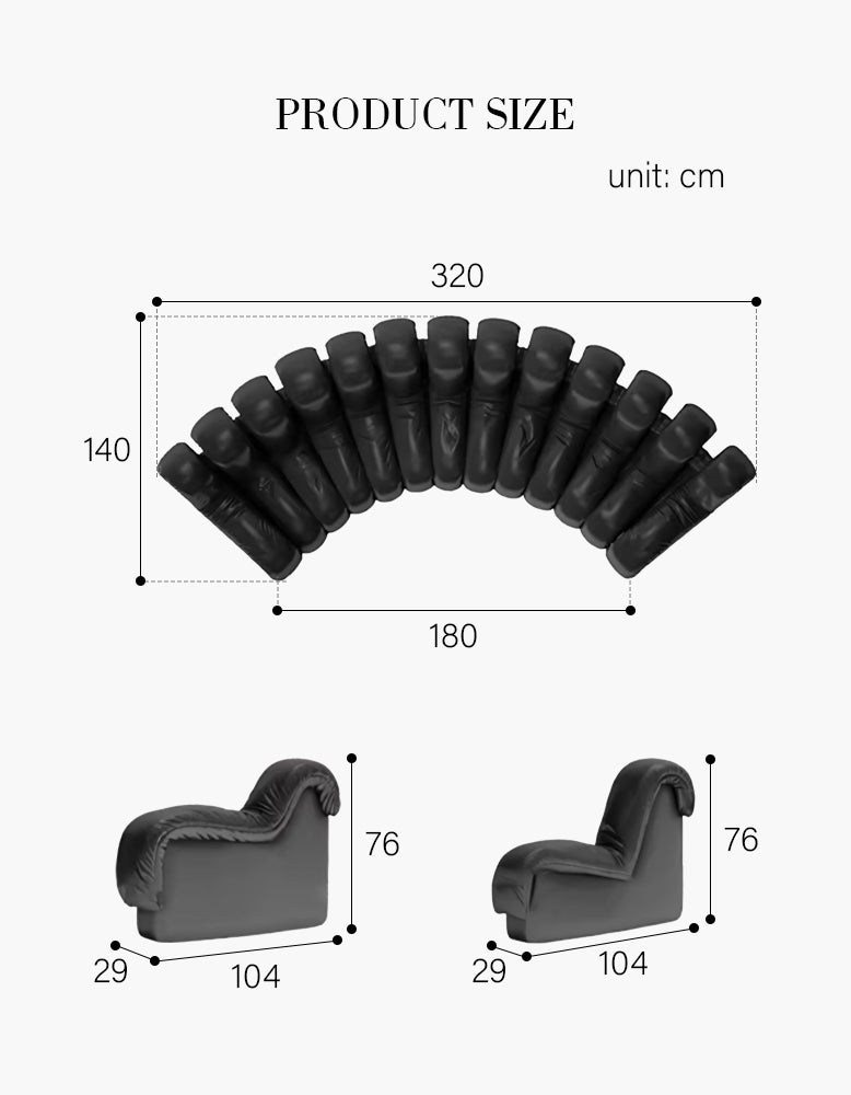 Robinson Four Seater, Five Seater Sofa, Piano Key Curved Sofa