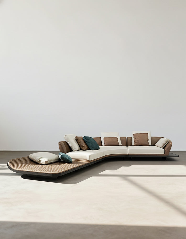 Dubois Three Seater Curved Sofa, Nappa Real Leather