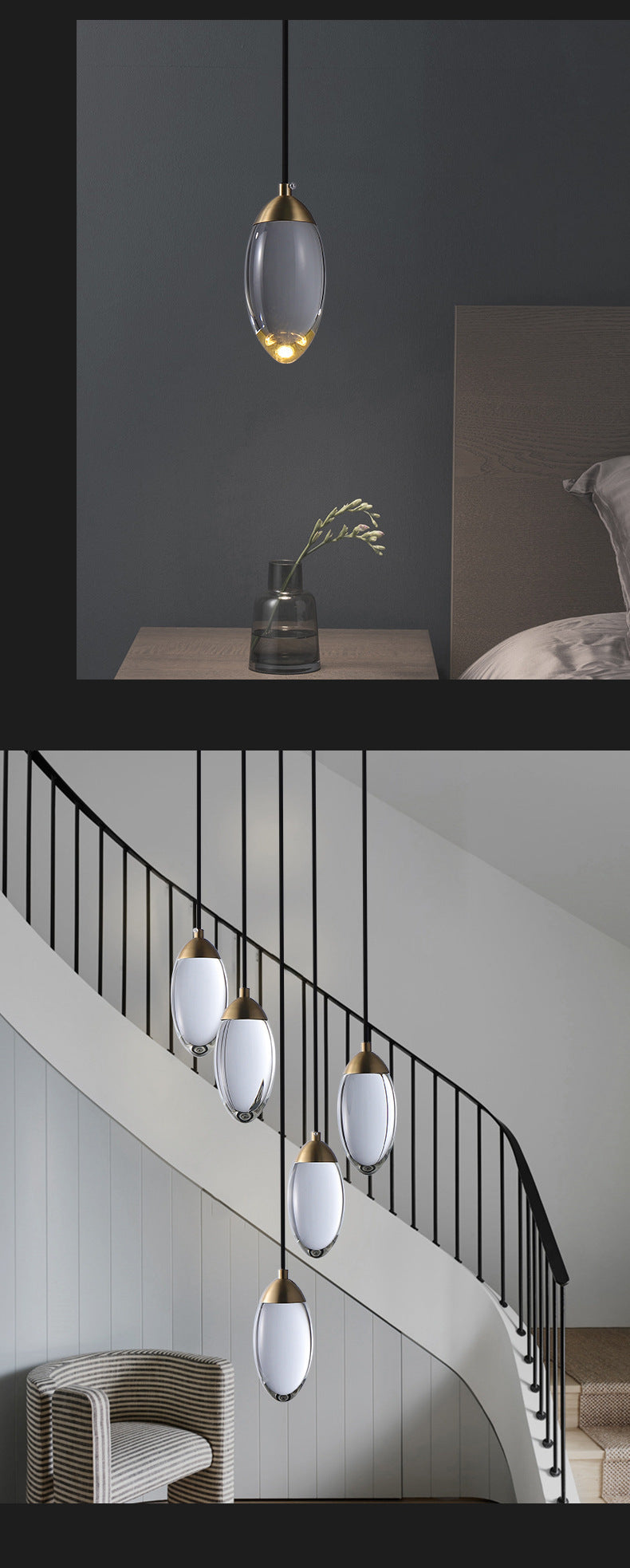 Postmodern Copper Crystal Chandelier Bedroom