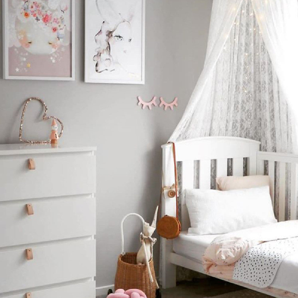 Magical Nights: White Lace Bed Curtain for Kids' Bedrooms
