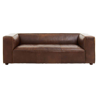 King Three Seater Mexico Brown Leather Sofa