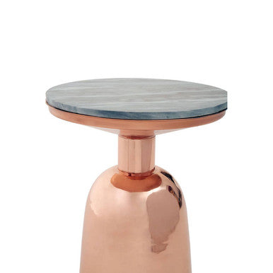 Amira Black Marble Top Copper Base Side Table.