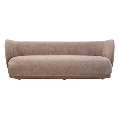 Delray Textured Chenille Effect Deep Stone Curve Three Seater Sofa