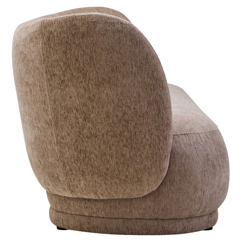 Delray Textured Chenille Effect Deep Stone Curve Three Seater Sofa