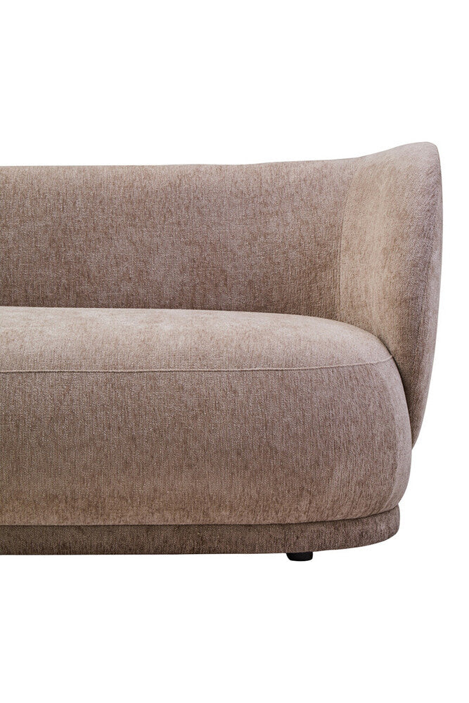 Delray Textured Chenille Effect Deep Stone Curve Three Seater Sofa