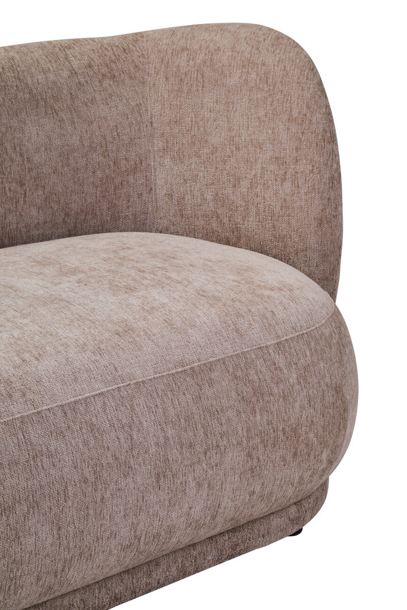 Delray Textured Chenille Effect Deep Stone Curve Three Seater Sofa