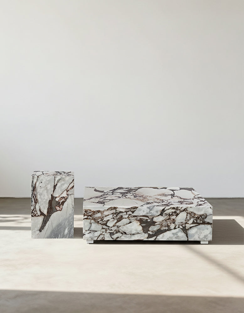Matteo Square Coffee Table, Marble, White