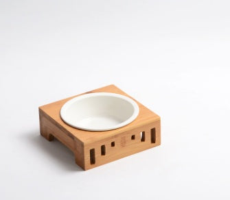 Bamboo Wood Arch Design Pet Bowl