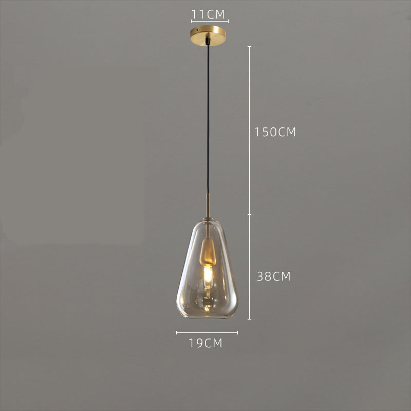 Long Line All Copper Ceiling Single Head Light Luxury Glass Art