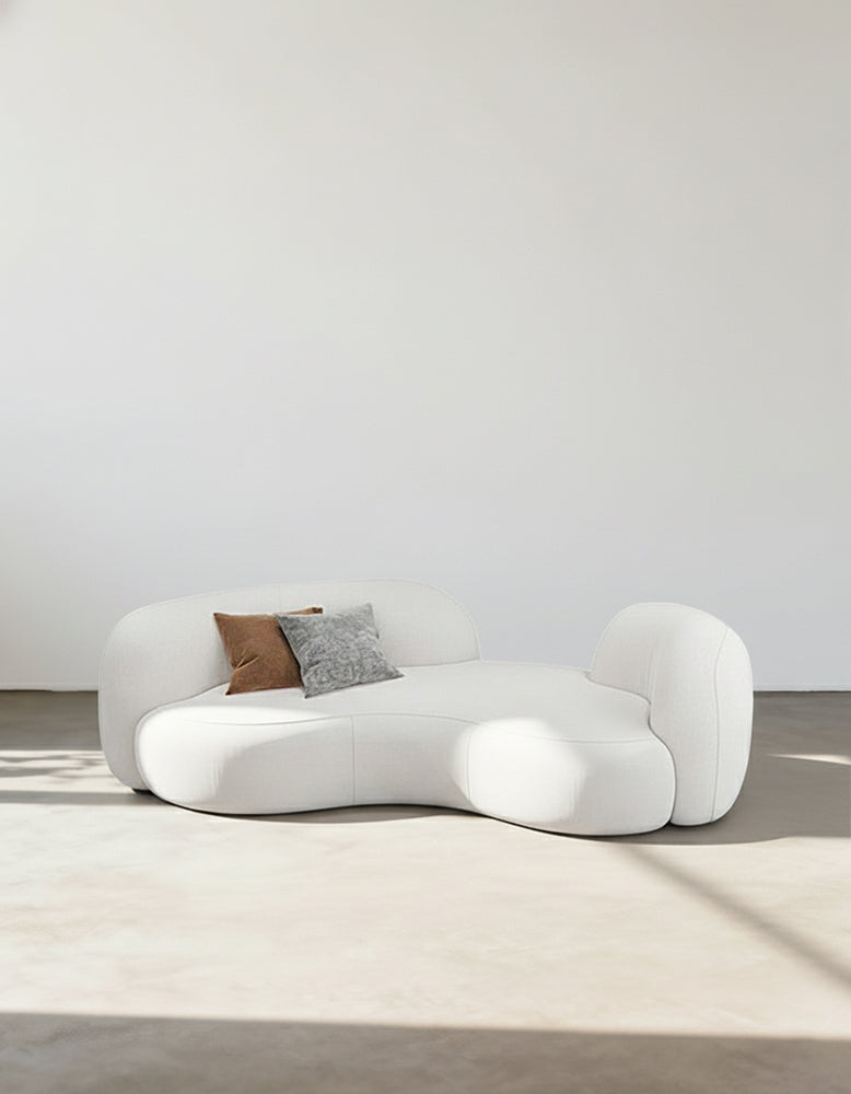 Aurelia Modern Curved Two Seater Sofa, Boucle/ Velvet