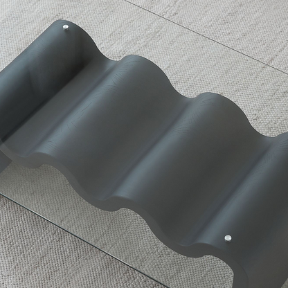 Hiroshi Square Glass Coffee Table, Glass Top