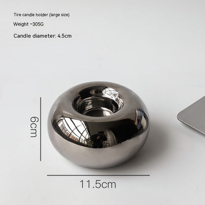 Modern Silver Geometric Candleholder (Light Luxury) Modern Silver Geometric Candleholder