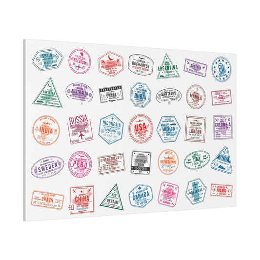 Traveller Stamps Canvas Printify