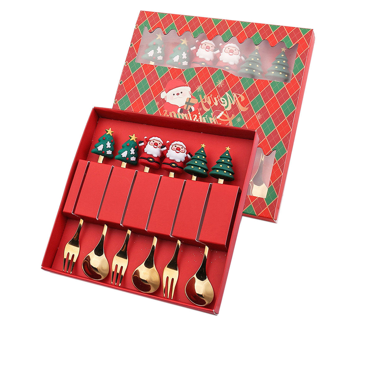 Christmas Gift Tableware Stainless Steel Coffee Spoon Dessert Spoon Fork Set