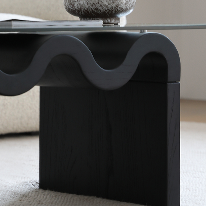 Hiroshi Square Glass Coffee Table, Glass Top