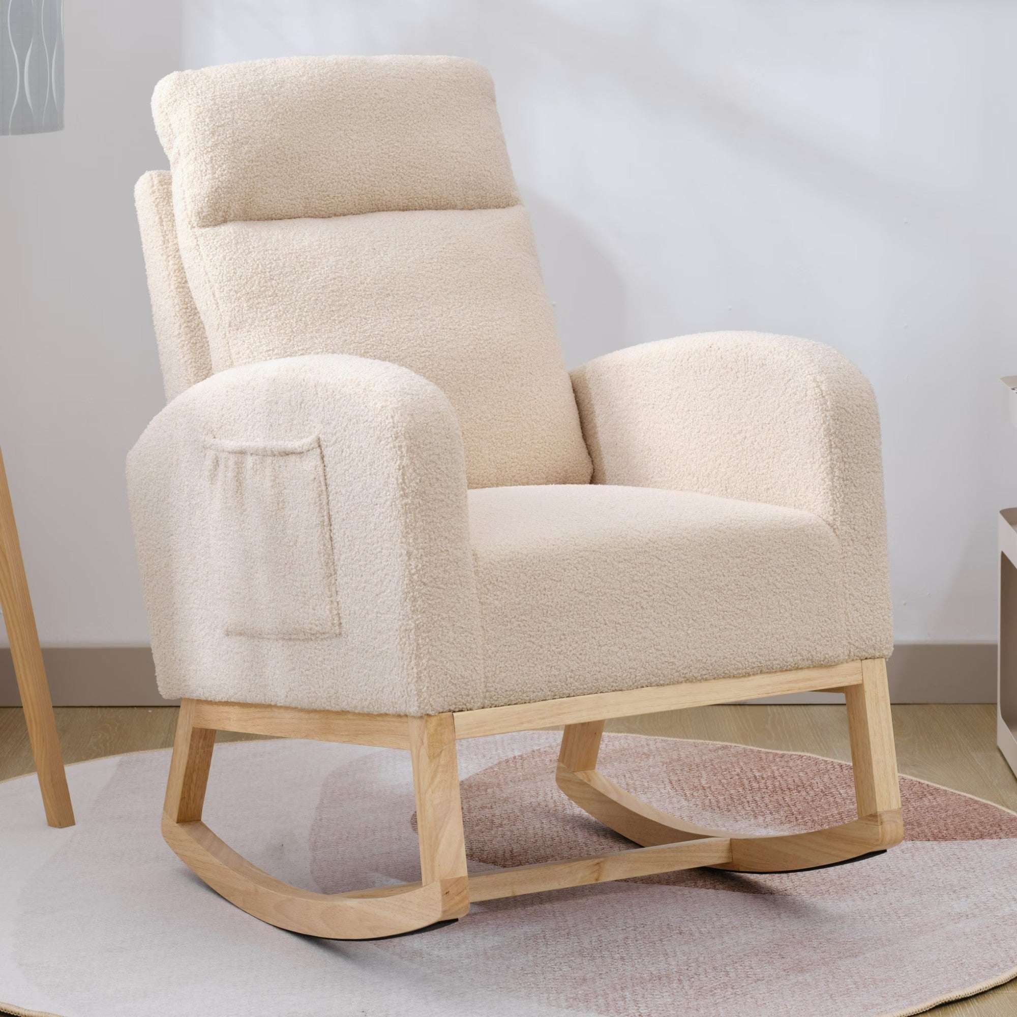Beige Velvet Rocking Chair