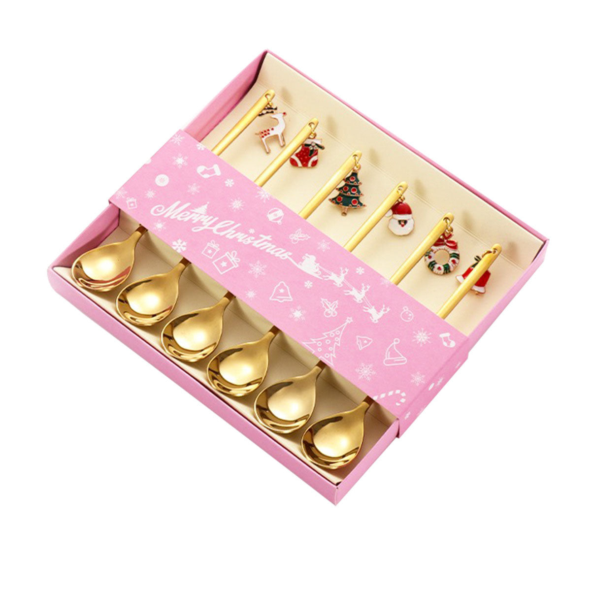 Christmas Gift Tableware Stainless Steel Coffee Spoon Dessert Spoon Fork Set