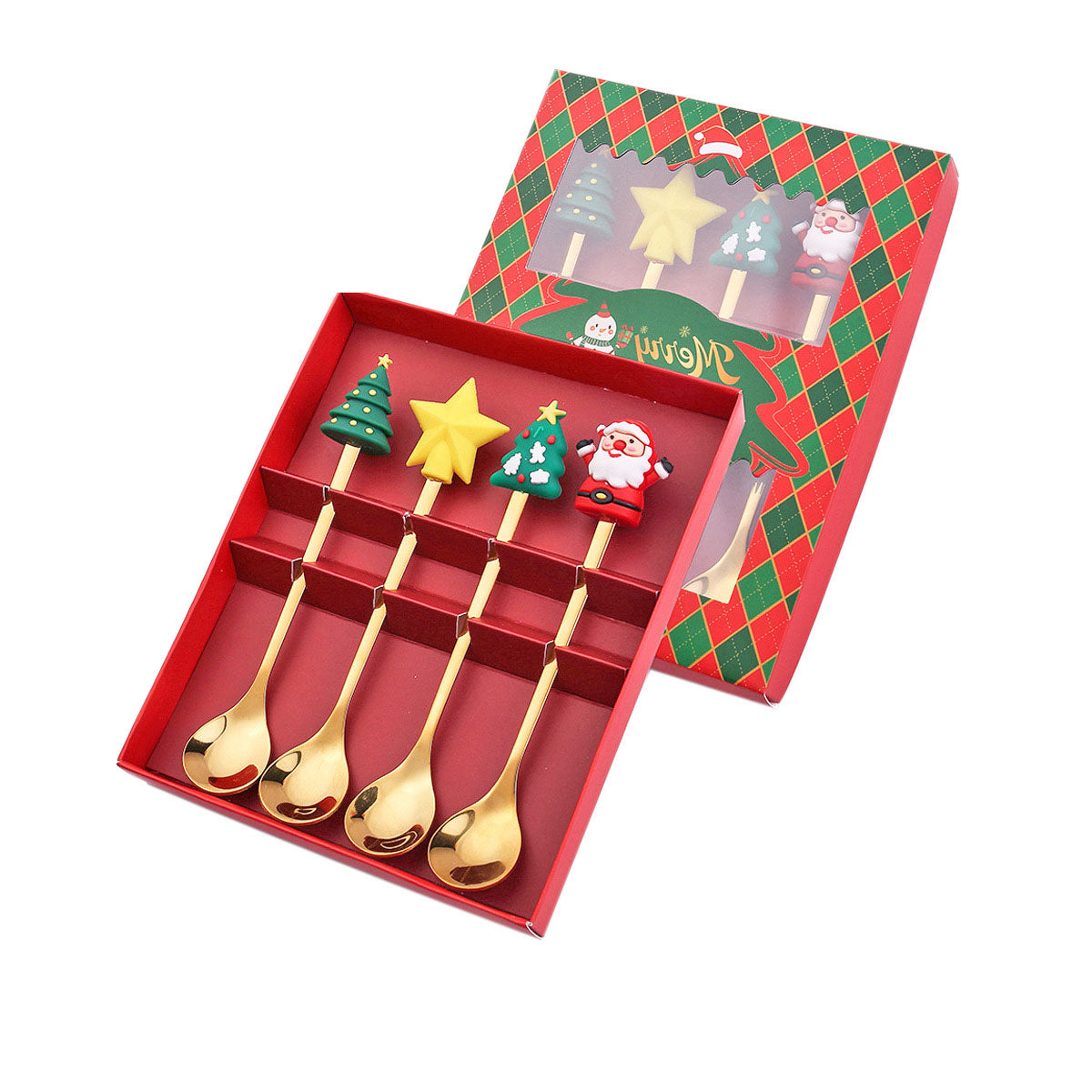 Christmas Gift Tableware Stainless Steel Coffee Spoon Dessert Spoon Fork Set