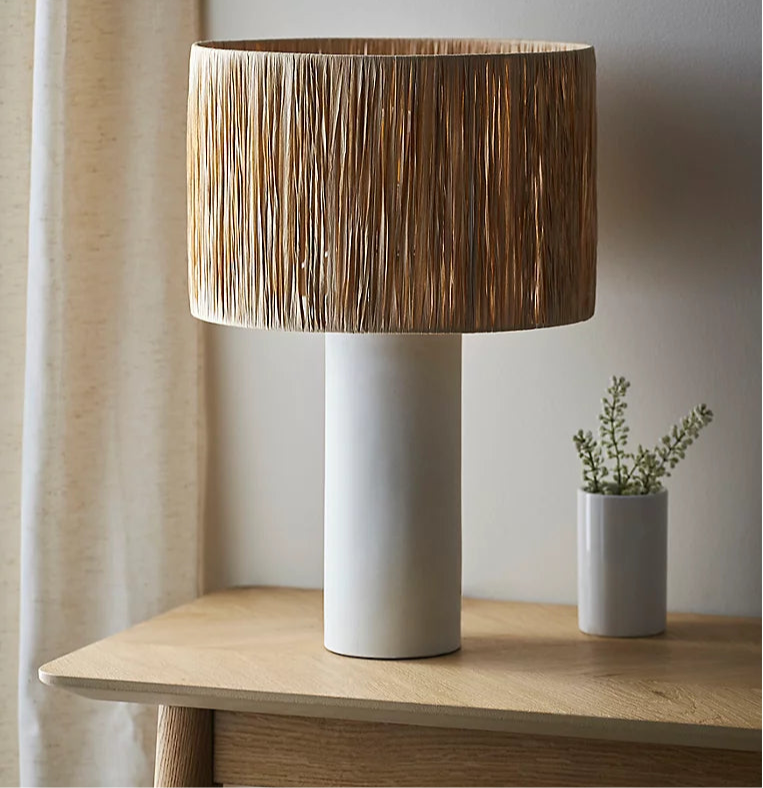 Concrete & Raffia Table Lamp