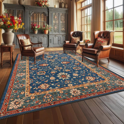 Traditional Blue and Red Rug