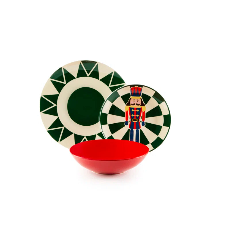 Excelsa 18-Piece Dinnerware Set: Vintage Christmas