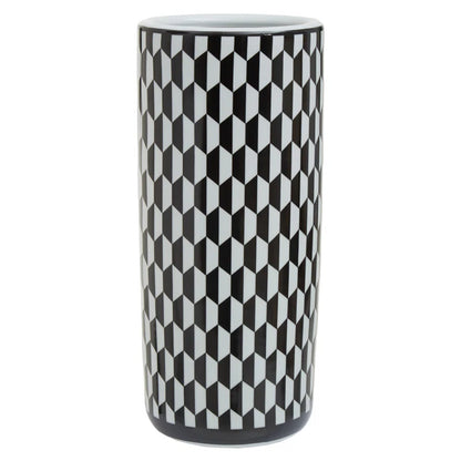 Keep your entryway stylish and dry with this modern ceramic umbrella stand! This sleek, cylindrical stand boasts a chic black and white finish and geometric patterns, adding a touch of contemporary flair to your space. Key Features: Modern Design: Cylindr