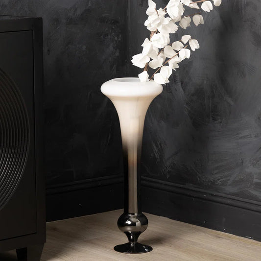 Ayvion Glass Floor Vase (White & Brown)