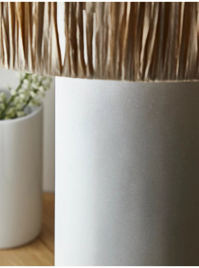 Concrete & Raffia Table Lamp