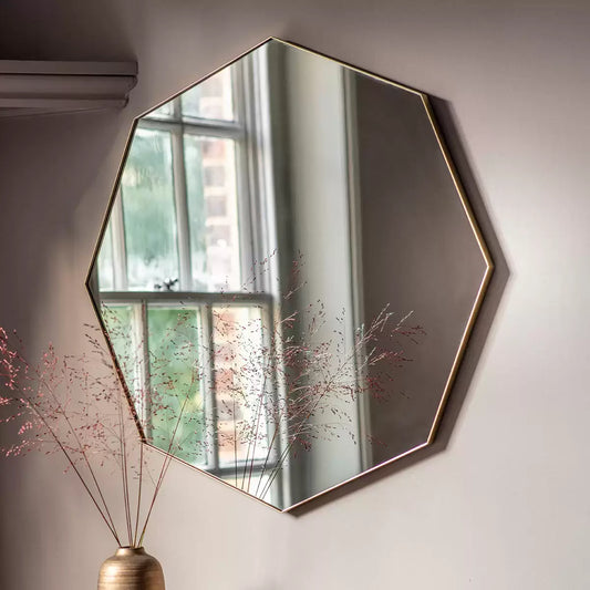 Modern Octagon Mirror: Mayfair Champagne (80cm, Metal Frame)