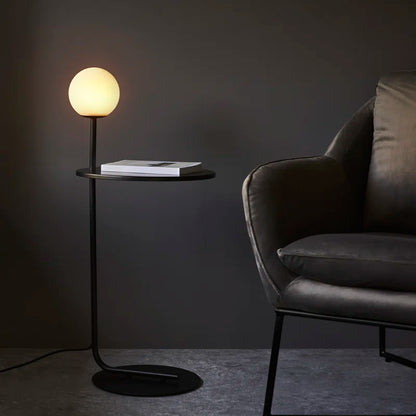Modern Multitasking: Matt Black Tray Table Floor Lamp