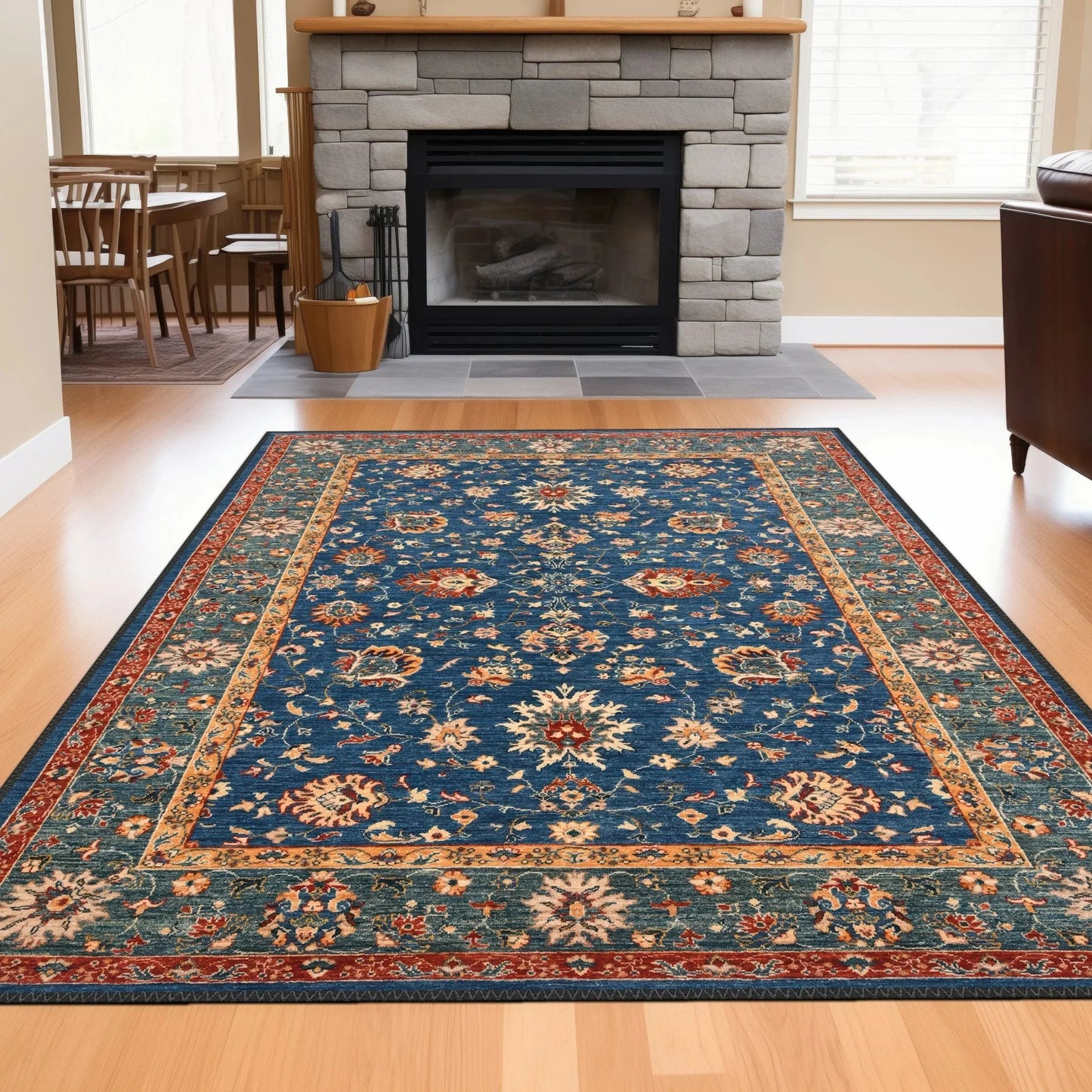 Traditional Blue and Red Rug
