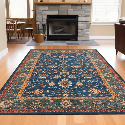 Traditional Blue and Red Rug