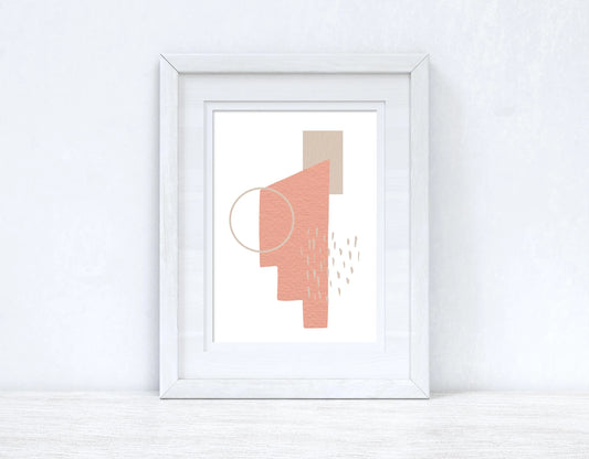 Peach Pink & Beige Abstract 3 Colour Shapes Home Wall Decor Print - Londecor