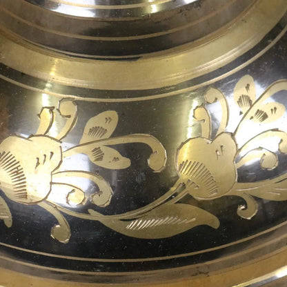 Vintage 90cm Large Brass Vase Hand Etched - Silver and Gold Polished