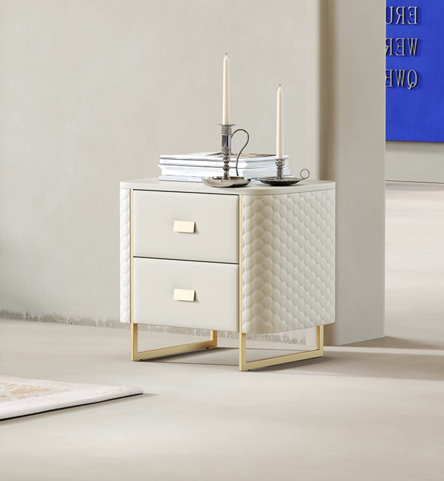 Baal King Size / Super King Size Bed, Leather, With Beside Table