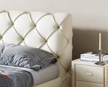 Baal King Size / Super King Size Bed, Leather, With Beside Table