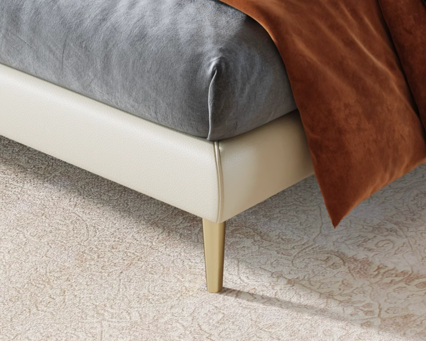 Baal King Size / Super King Size Bed, Leather, With Beside Table